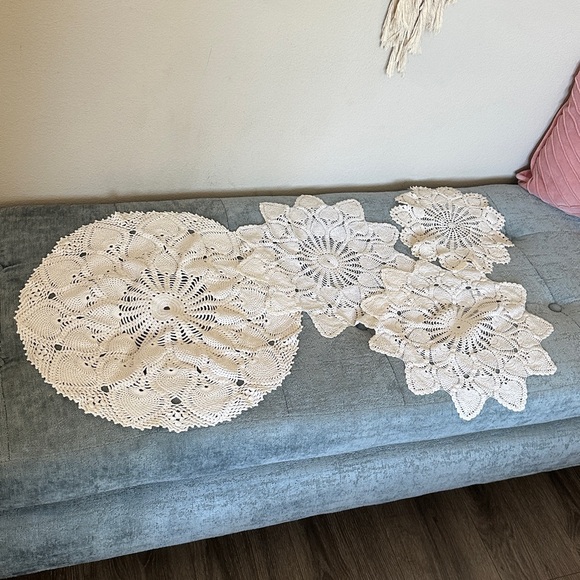 Vintage Other - Set of 4 Vintage Handmade Crochet Pineapple Doilies